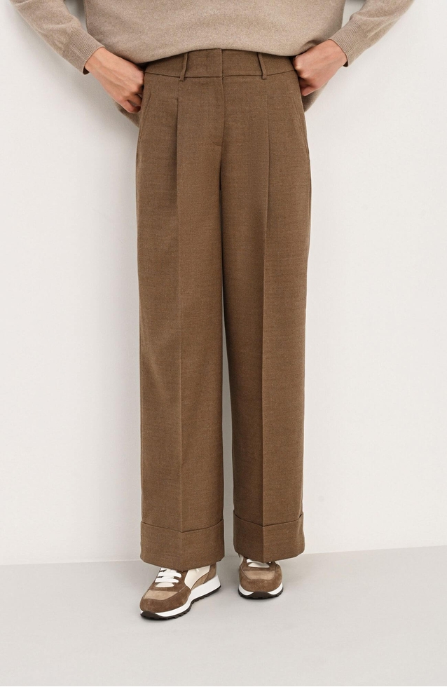 Женские бежевые брюки из шерсти 1