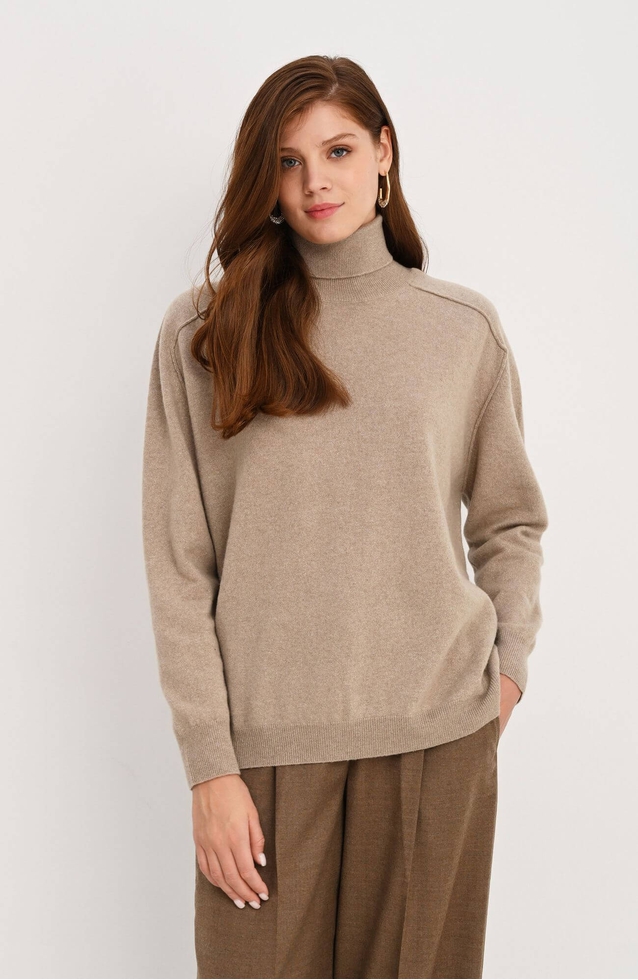 Женские бежевые брюки из шерсти 3