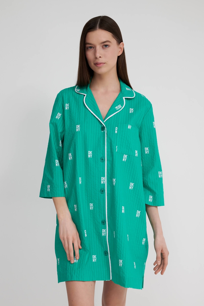 Женский короткий зелёный халат 3