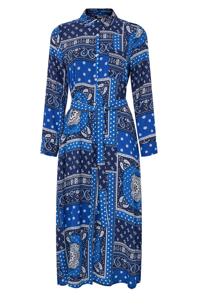 Женский синий длинный халат 5