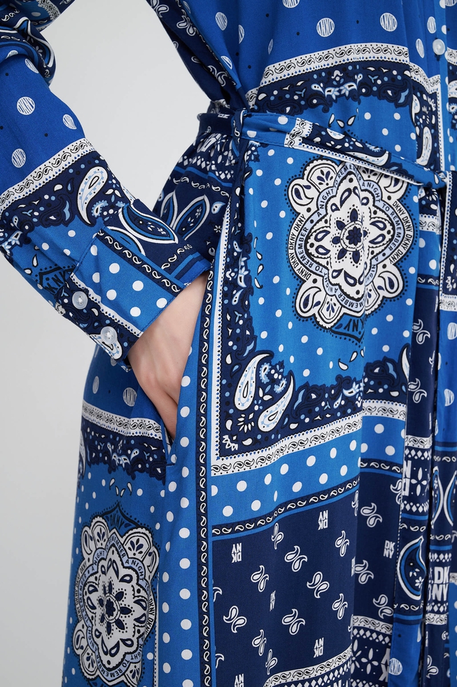 Женский синий длинный халат 4