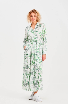 Длинное зелёное платье