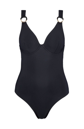 Чёрный слитный купальник