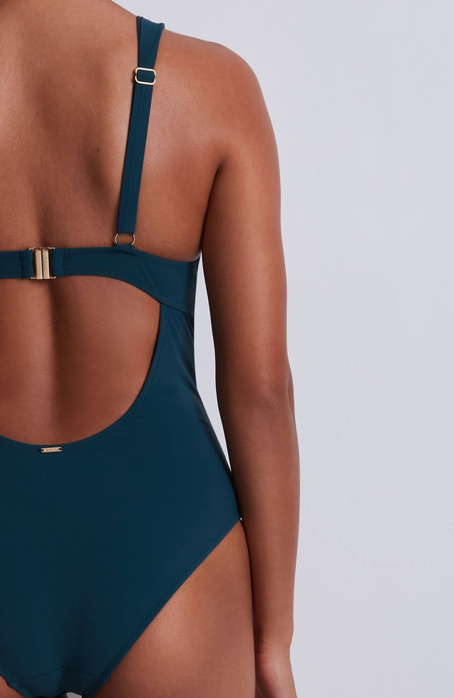 Слитный зелёный купальник 5