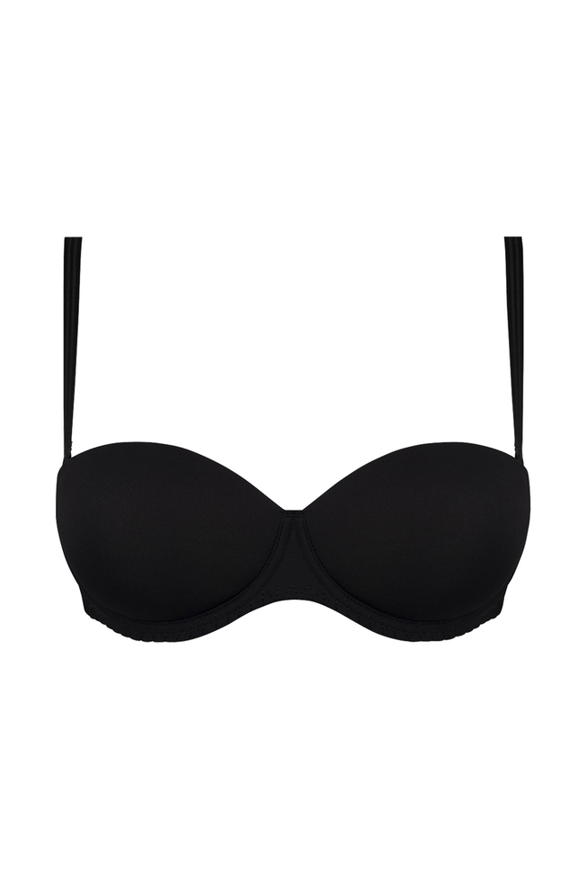  Черный бюстгальтер-бандо с плотными чашками  1