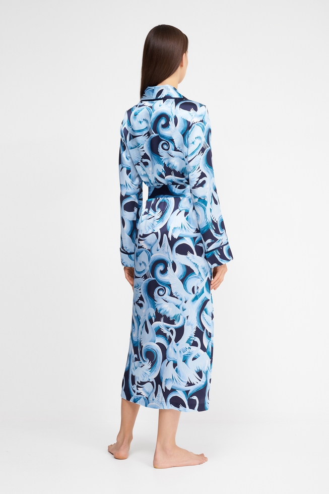  Женский шелковый длинный халат  2