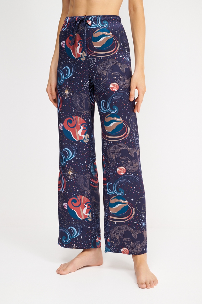  Женская шелковая пижама с брюками  5