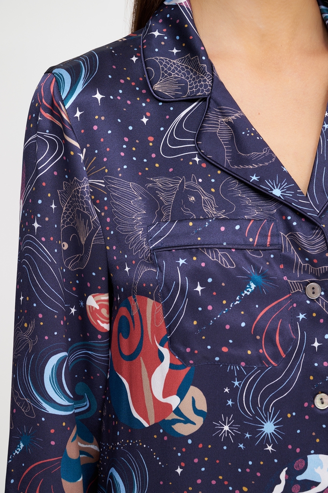  Женская шелковая пижама с брюками  4