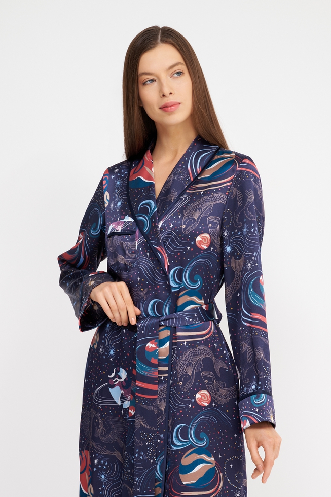  Женский шелковый длинный халат  3