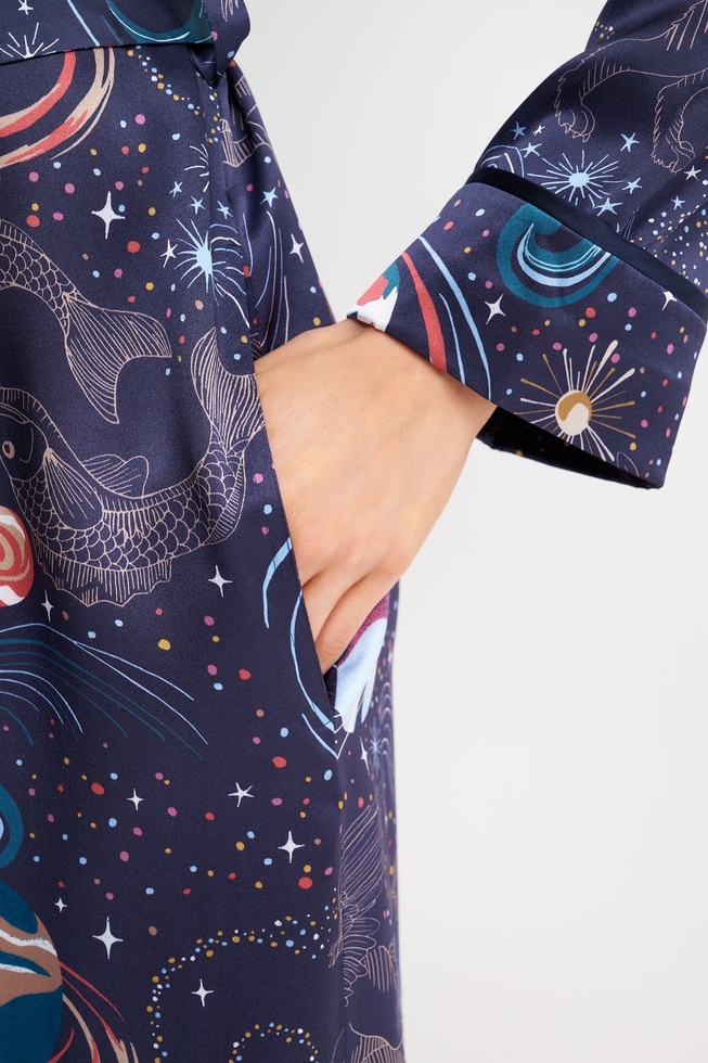  Женский шелковый длинный халат  5