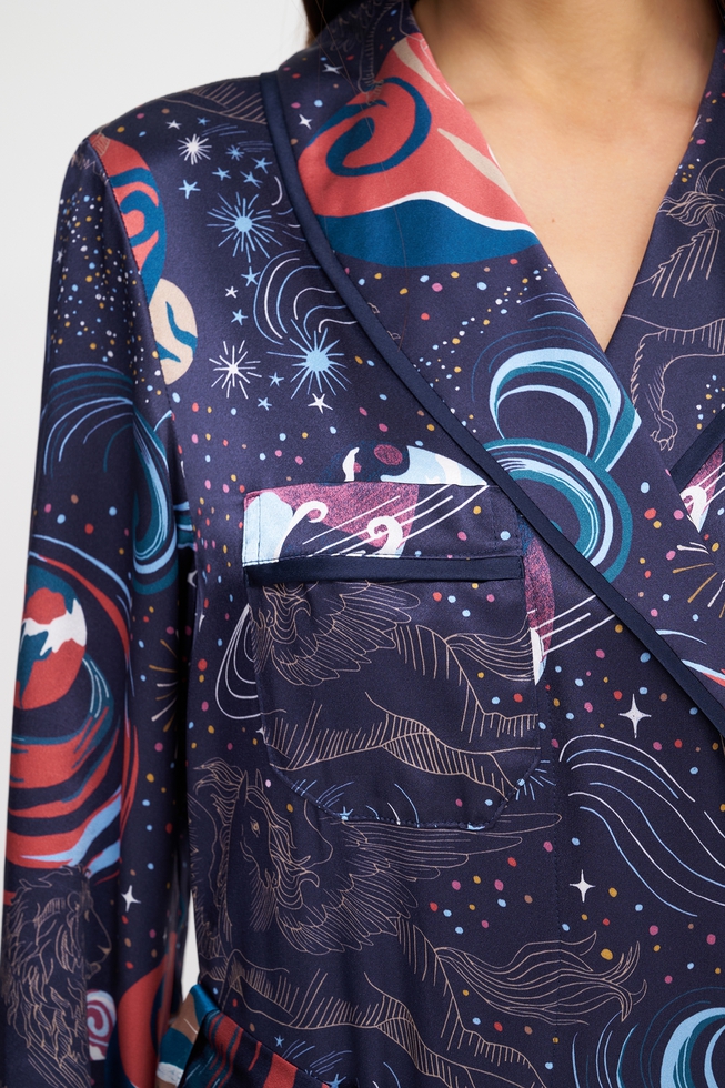  Женский шелковый длинный халат  4