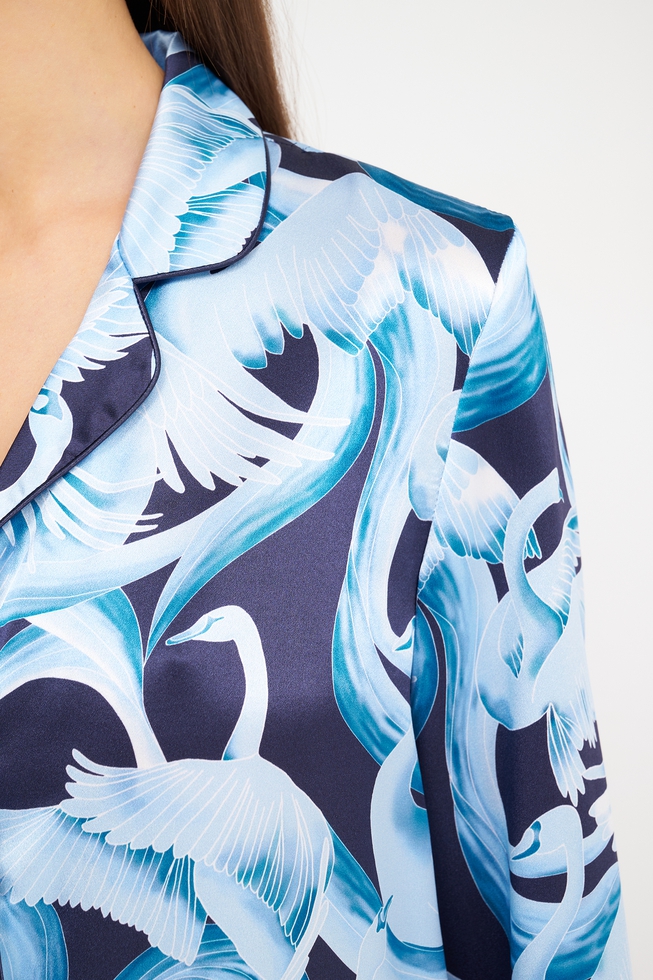  Женская шелковая пижама с брюками  4