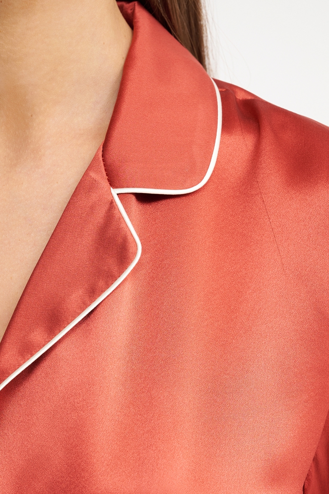 Женская шелковая пижама с брюками 4