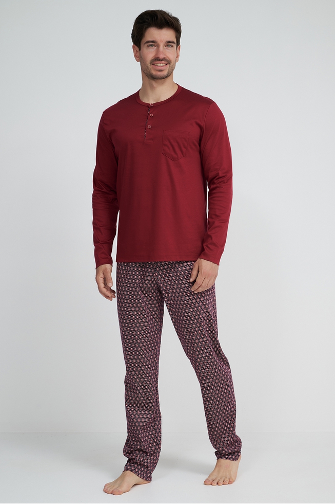 Мужская хлопковая пижама с брюками  1