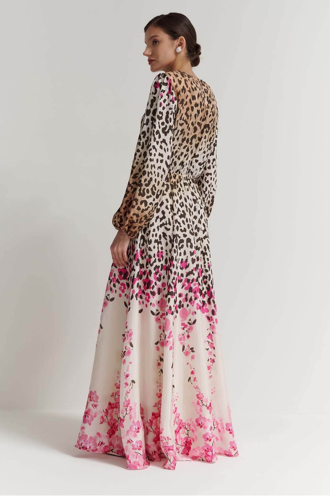  Женское длинное платье принт  2