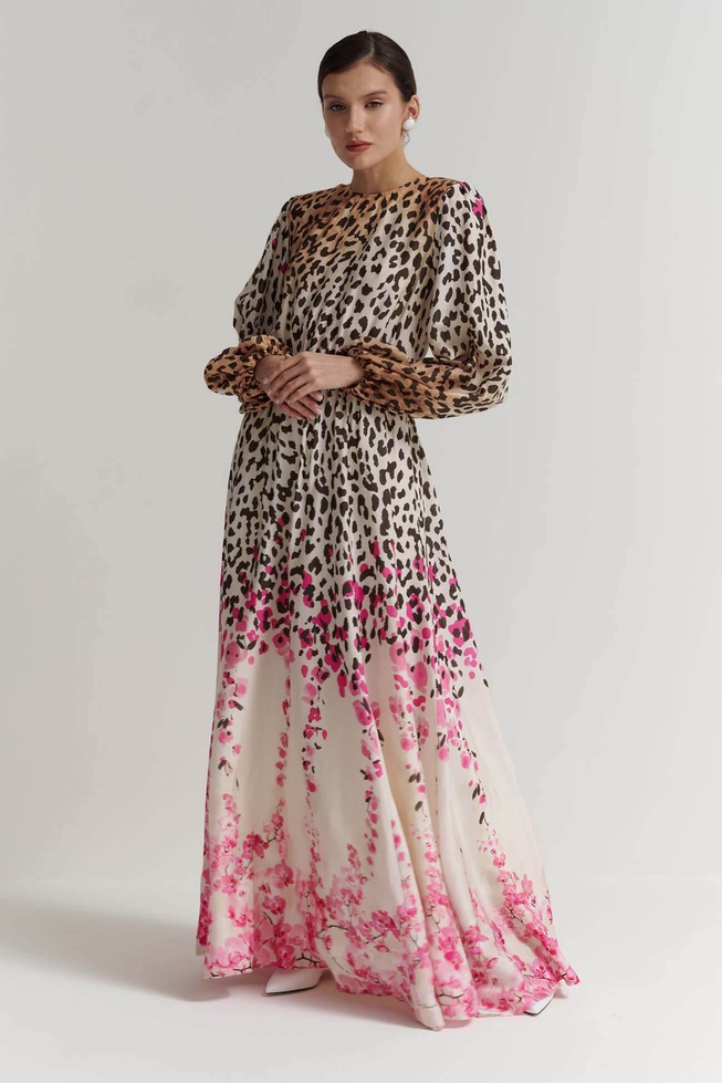  Женское длинное платье принт  1