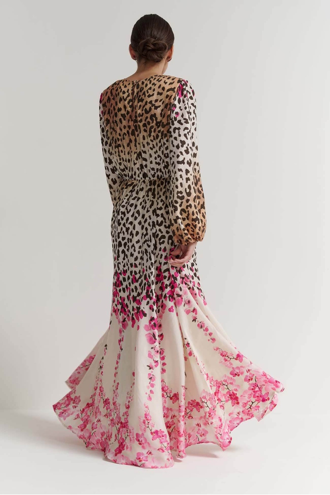  Женское длинное платье принт  3