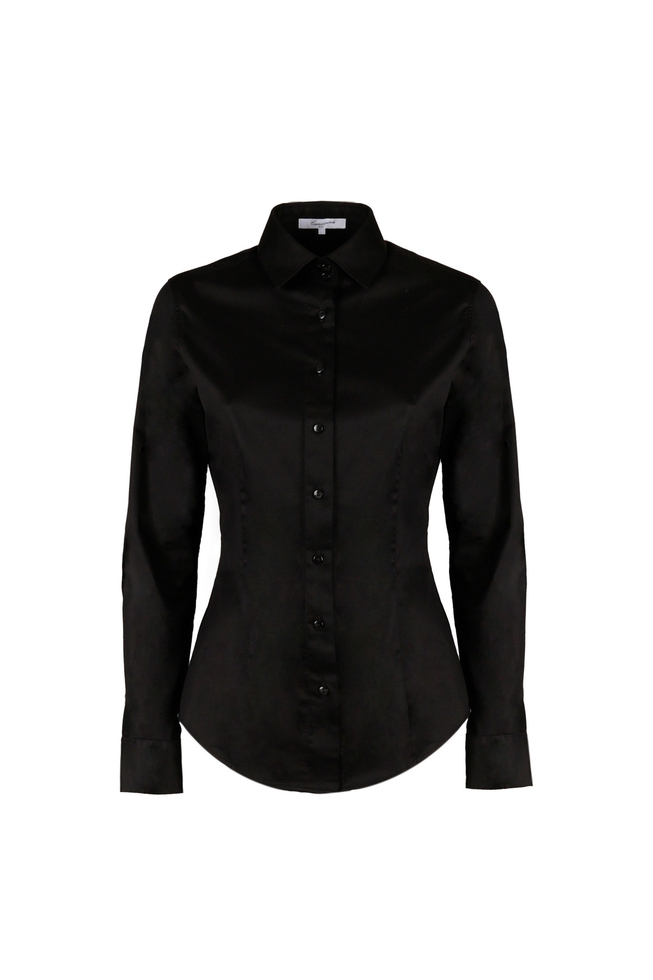  Черная блузка с длинным рукавом  1