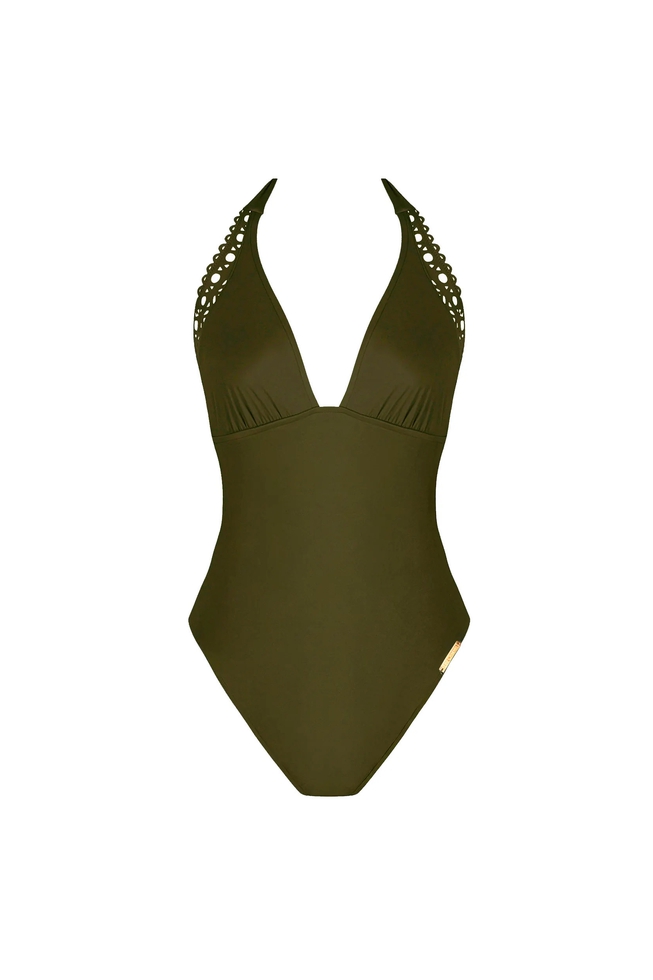 Слитный купальник-халтер с мягкими чашками 1