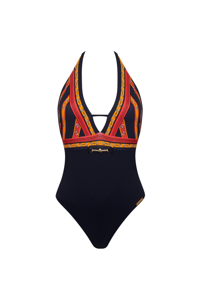  Слитный купальник-халтер с мягкими чашками  1