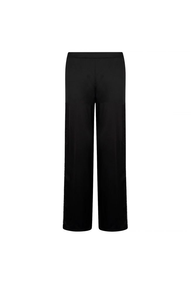 Женские черные домашние брюки с кружевом 9