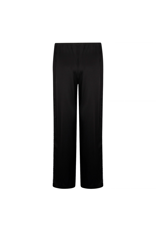 Женские черные домашние брюки с кружевом 10