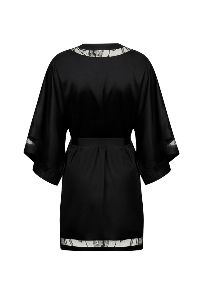 Женский домашний черный топ-блузка из шелка с кружевом 8