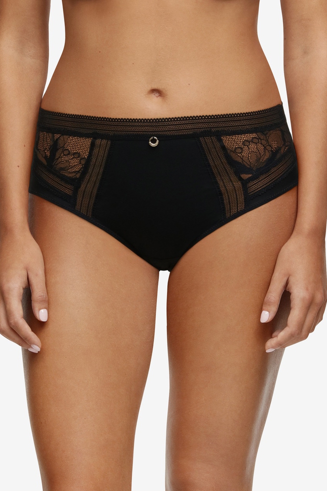 Женские черные высокие трусы-слипы 1