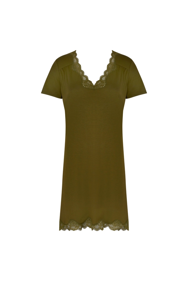  Женская короткая сорочка с кружевом  1