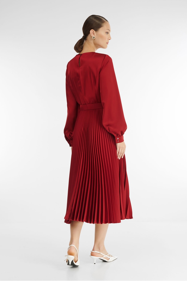 Бордовое платье миди 4