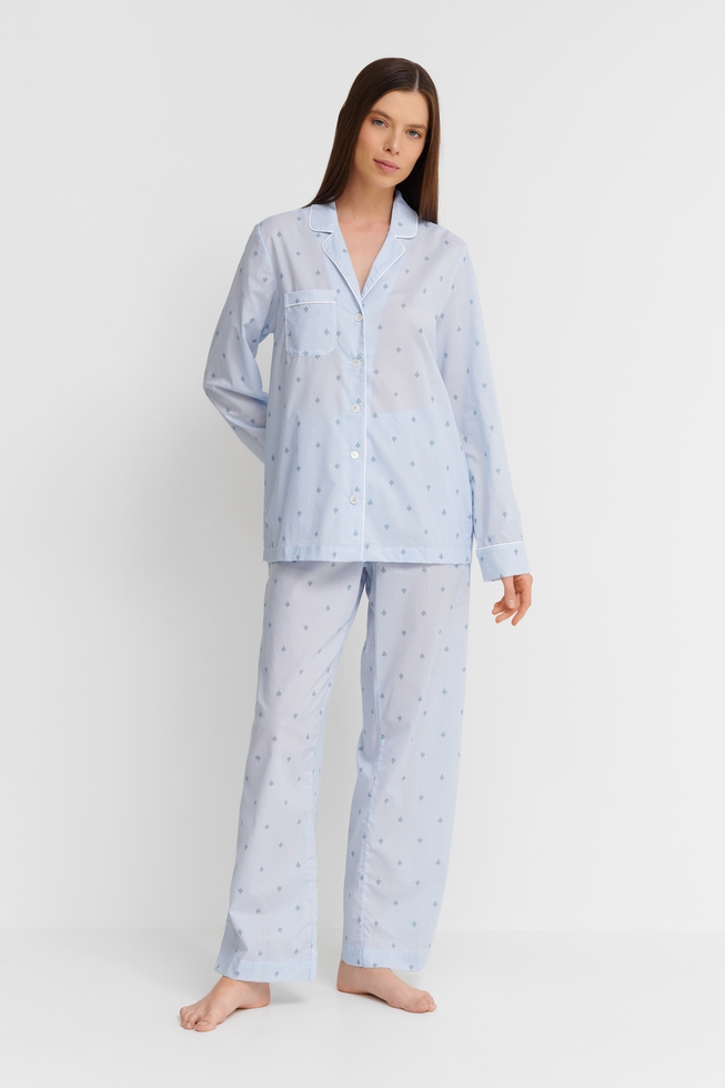  Женская хлопковая пижама с брюками  1