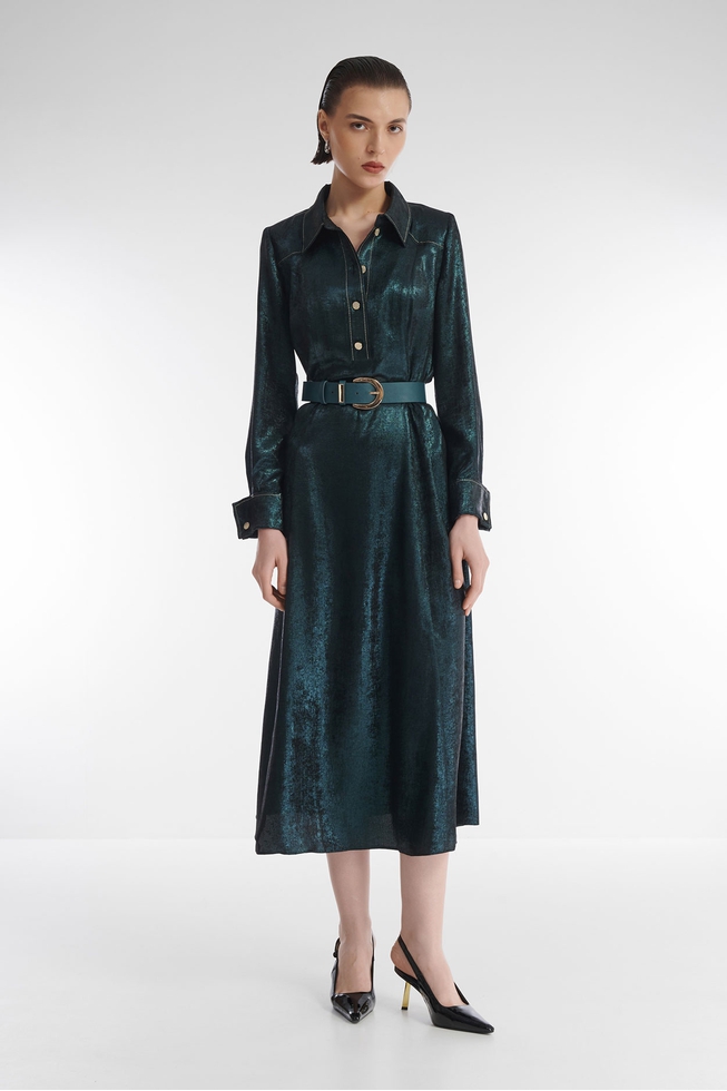 Зелёное платье миди 1