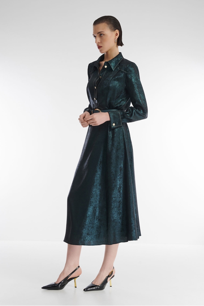 Зелёное платье миди 2