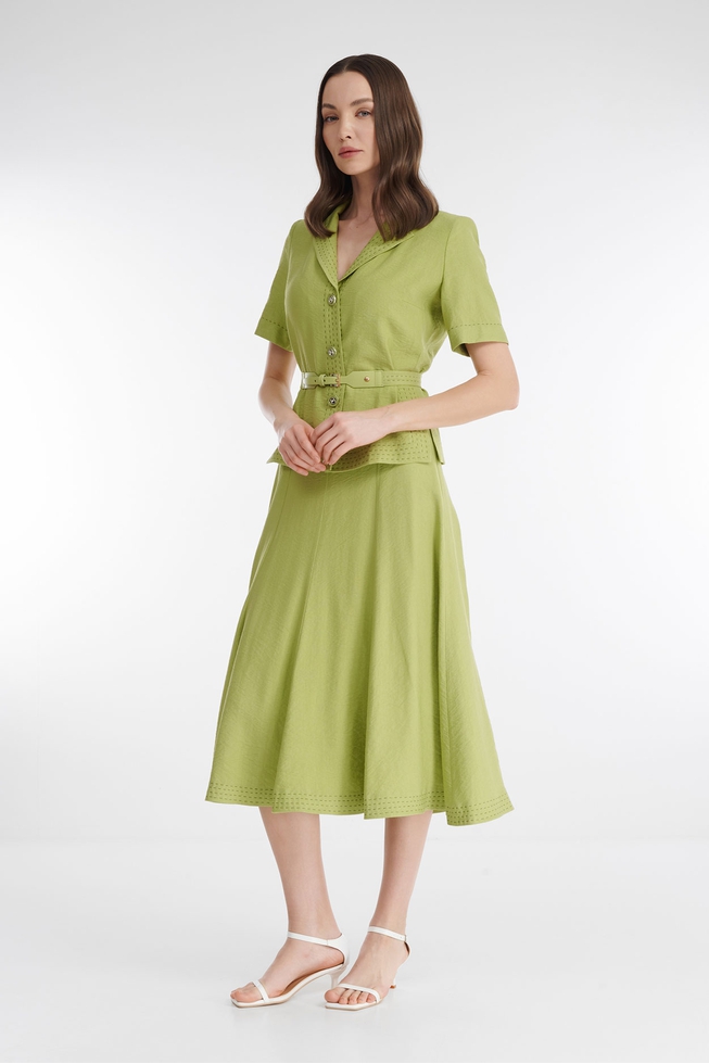 Зелёная юбка миди 4