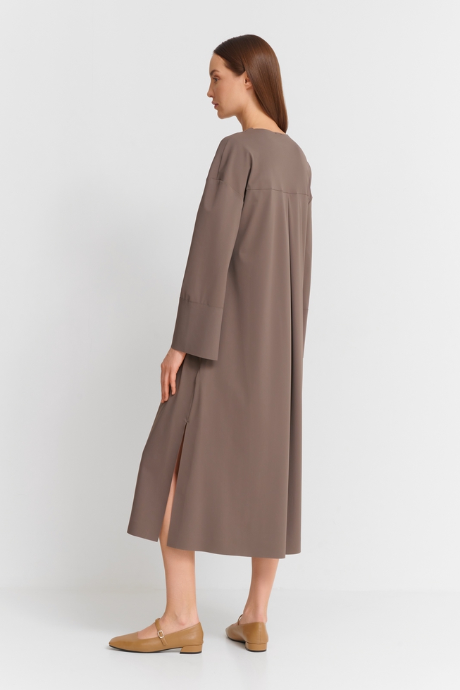 Коричневое платье миди 2