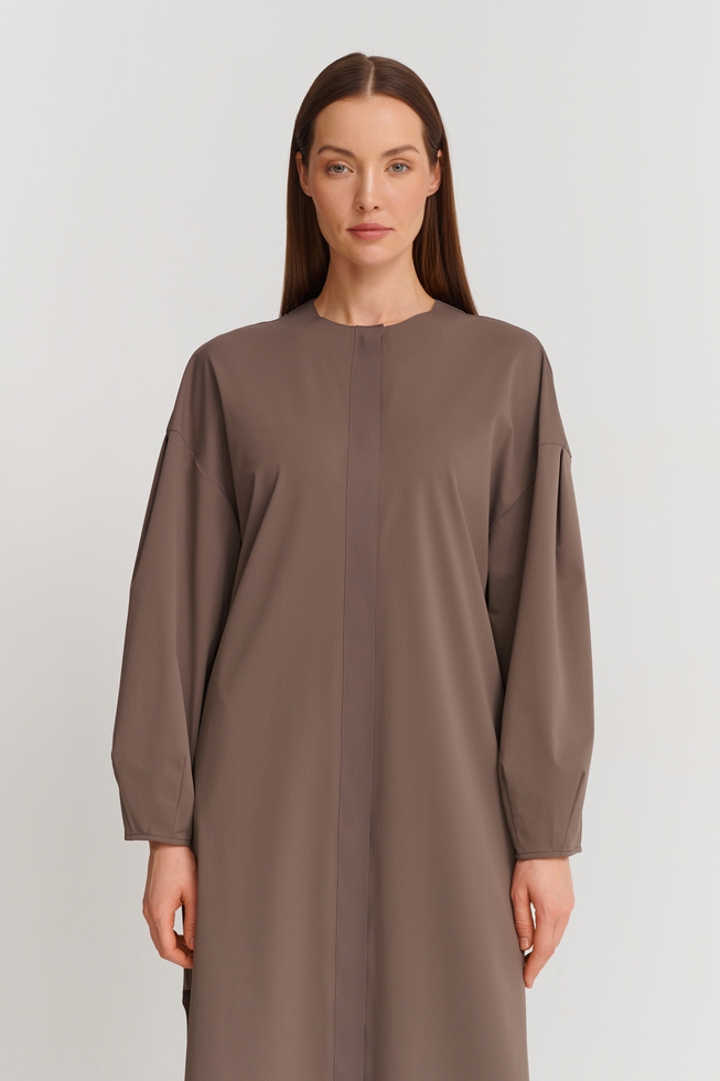 Коричневое платье миди 4