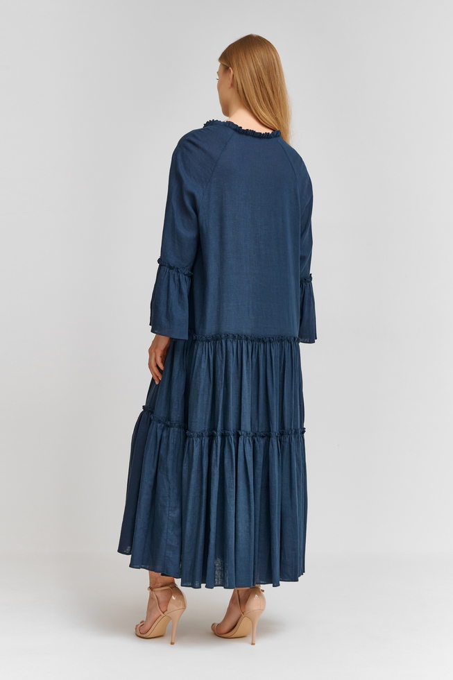 Длинное синее платье  2