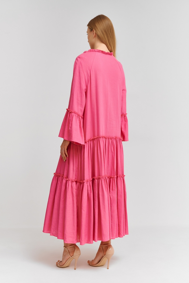 Длинное розовое платье  2