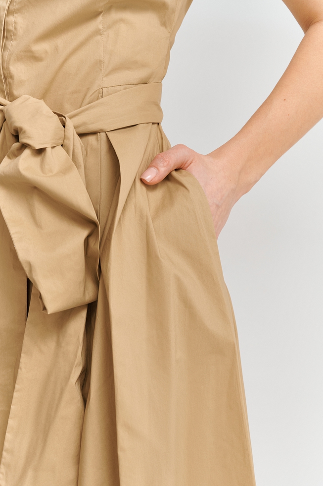 Длинное песочное платье  3