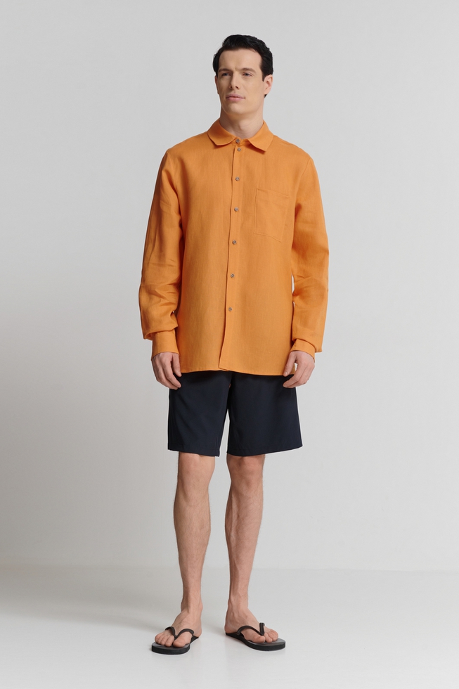 Оранжевая мужская рубашка  3