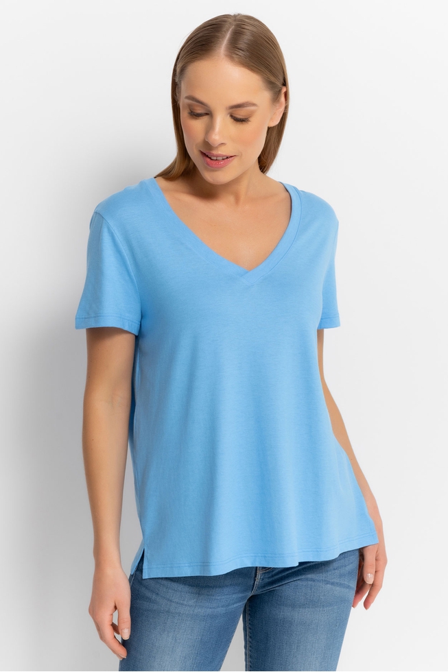 Женская голубая домашняя футболка 1