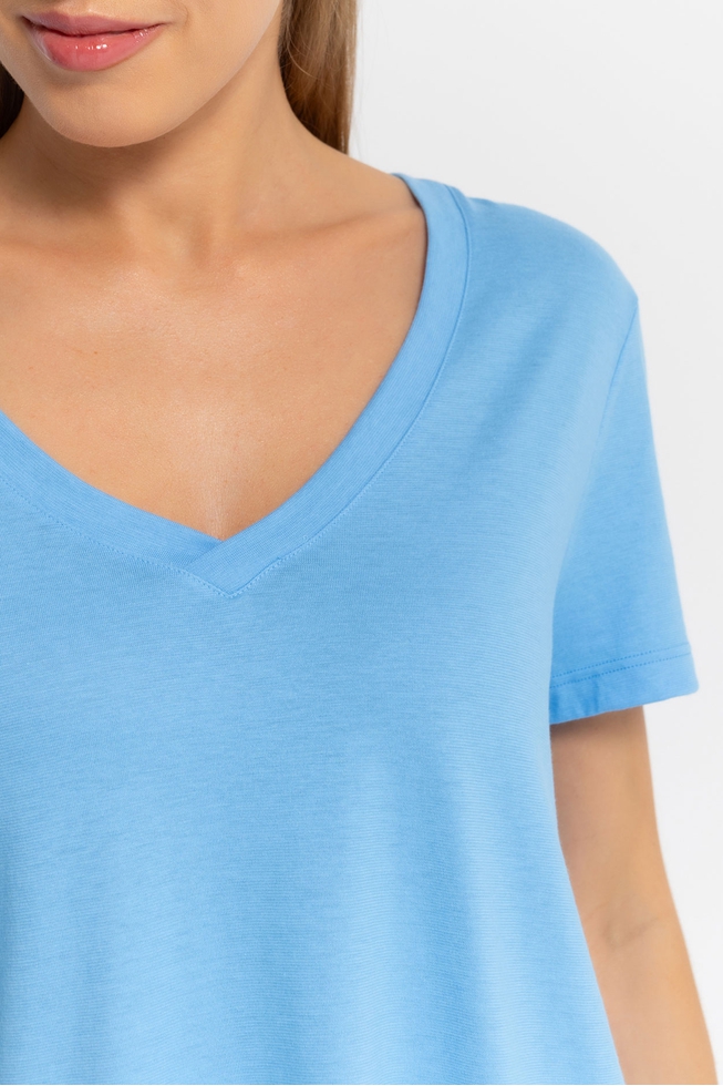 Женская голубая домашняя футболка 3
