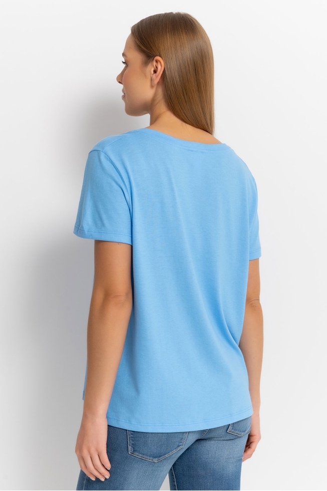 Женская голубая домашняя футболка 2