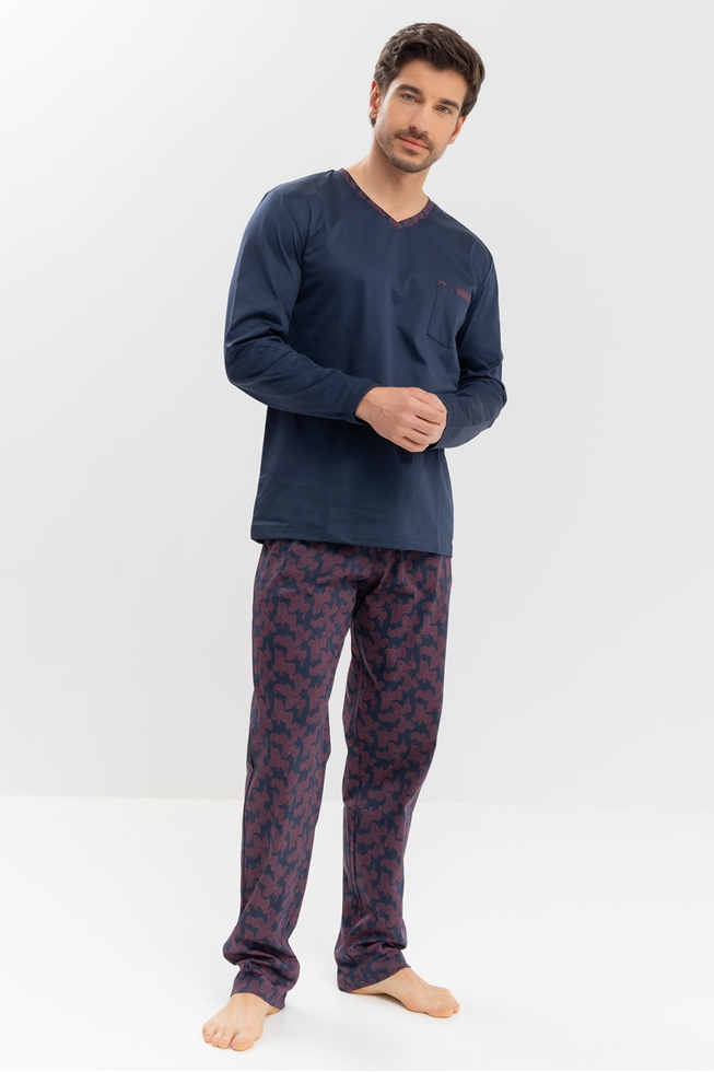 Мужская хлопковая пижама с брюками 1
