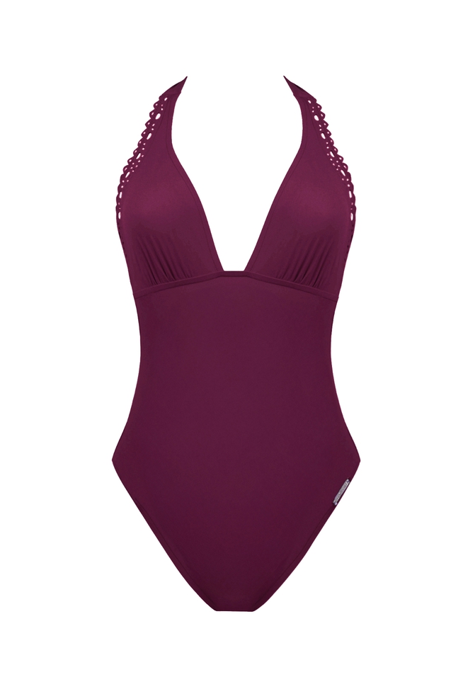  Слитный купальник-халтер с мягкими чашками  1