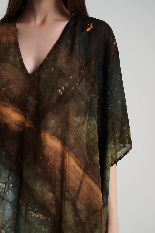 Длинное платье из шёлка с принтом  3