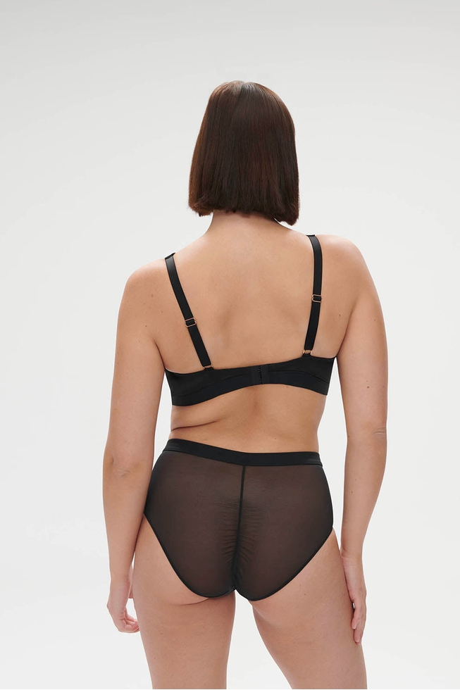 Кружевной черный бюстгальтер-топ с мягкими чашками 4