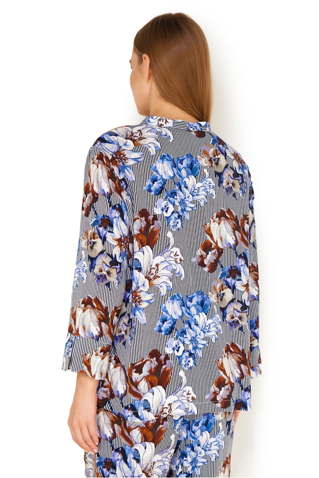  Женская рубашка в полоску с принтом  2
