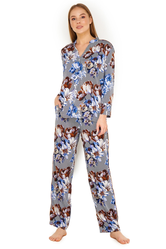  Женская рубашка в полоску с принтом  3