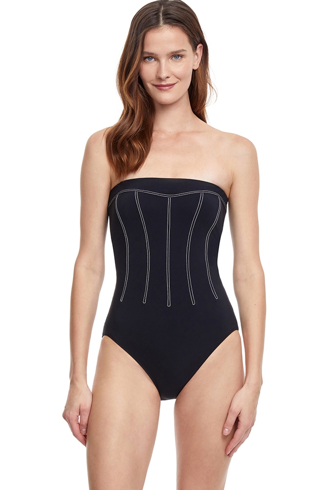 Женский слитный купальник с мягкими чашками бандо 1